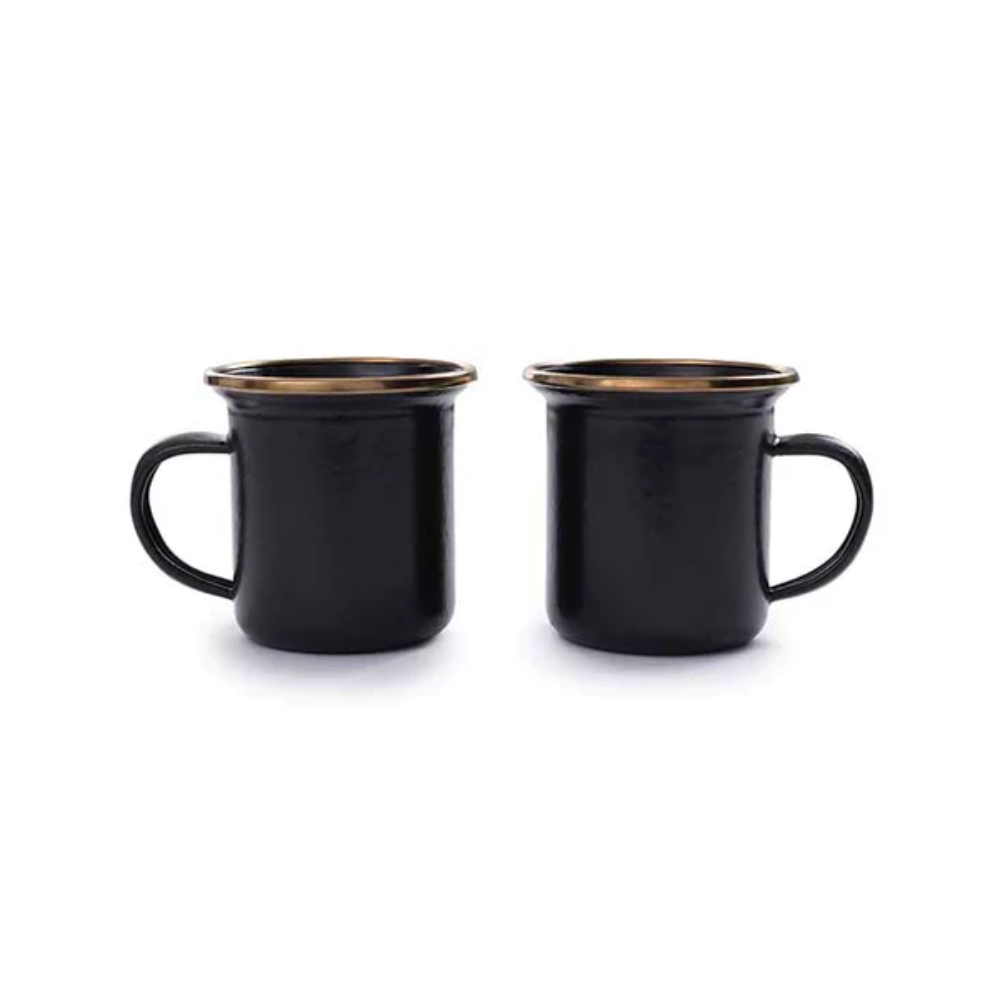 Load image into Gallery viewer, BAREBONES Enamel Espresso Cup - Charcoal (Set of 2)