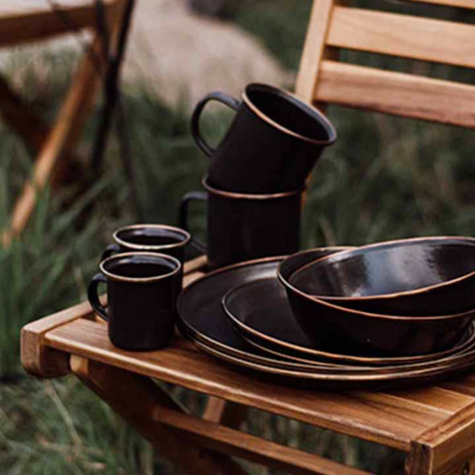 BAREBONES Enamel Espresso Cup - Charcoal (Set of 2)