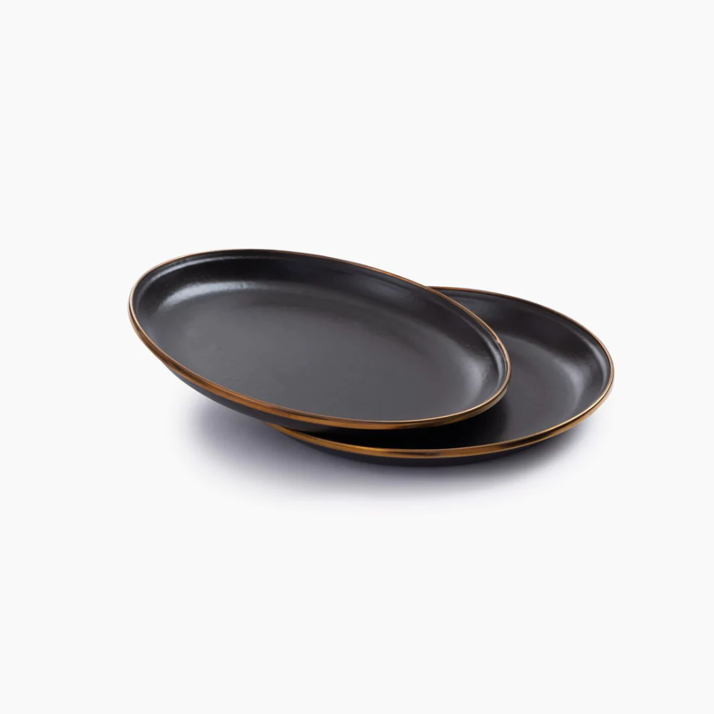 Load image into Gallery viewer, BAREBONES Enamel Salad Plate - Charcoal (Set of 2)