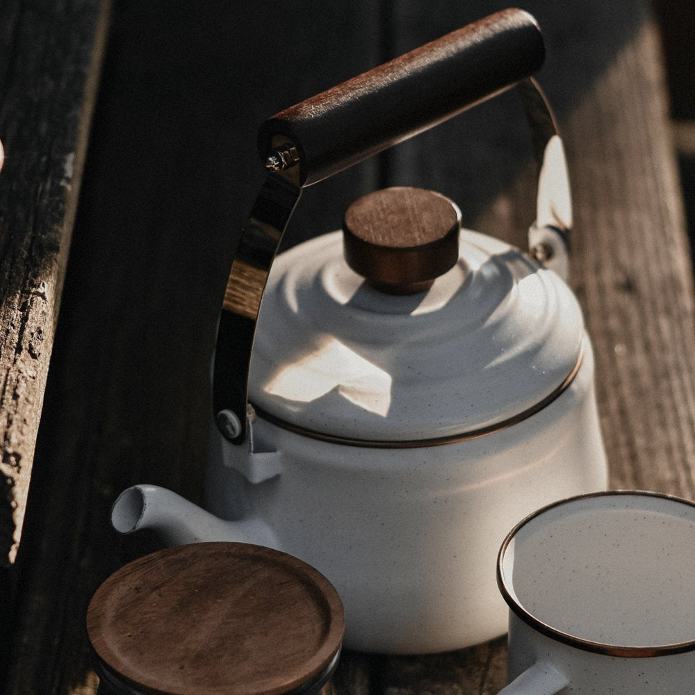 Load image into Gallery viewer, BAREBONES Enamel Teapot - Eggshell White