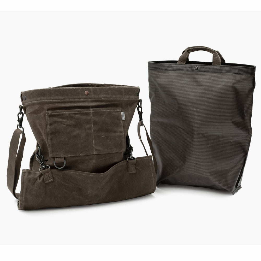 Load image into Gallery viewer, BAREBONES Harvesting &amp; Gathering Bag Waxed Canvas - Dark Khaki