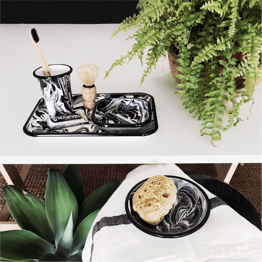 Load image into Gallery viewer, BORNN Enamelware Marble Rectangular Tray - Black