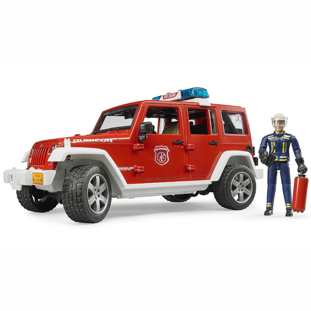 Load image into Gallery viewer, BRUDER Jeep Wrangler Rubicon Fire Dept with Fireman 1:16