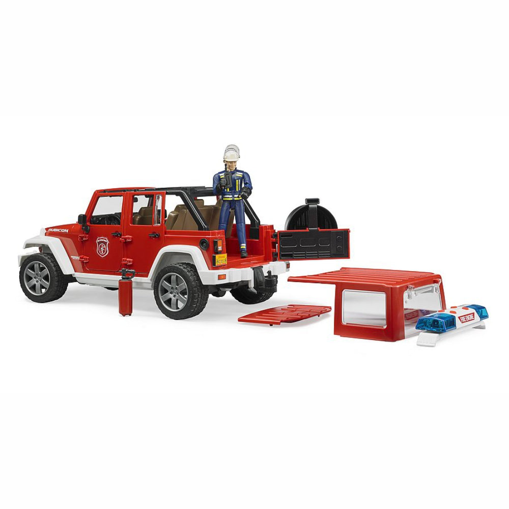 Load image into Gallery viewer, BRUDER Jeep Wrangler Rubicon Fire Dept with Fireman 1:16