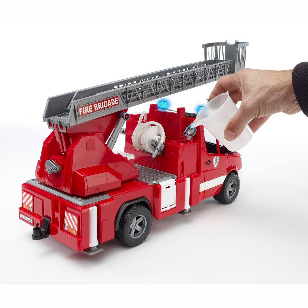 Load image into Gallery viewer, BRUDER MB Sprinter Fire Engine w/Slewing Ladder, Water Pump 1:16