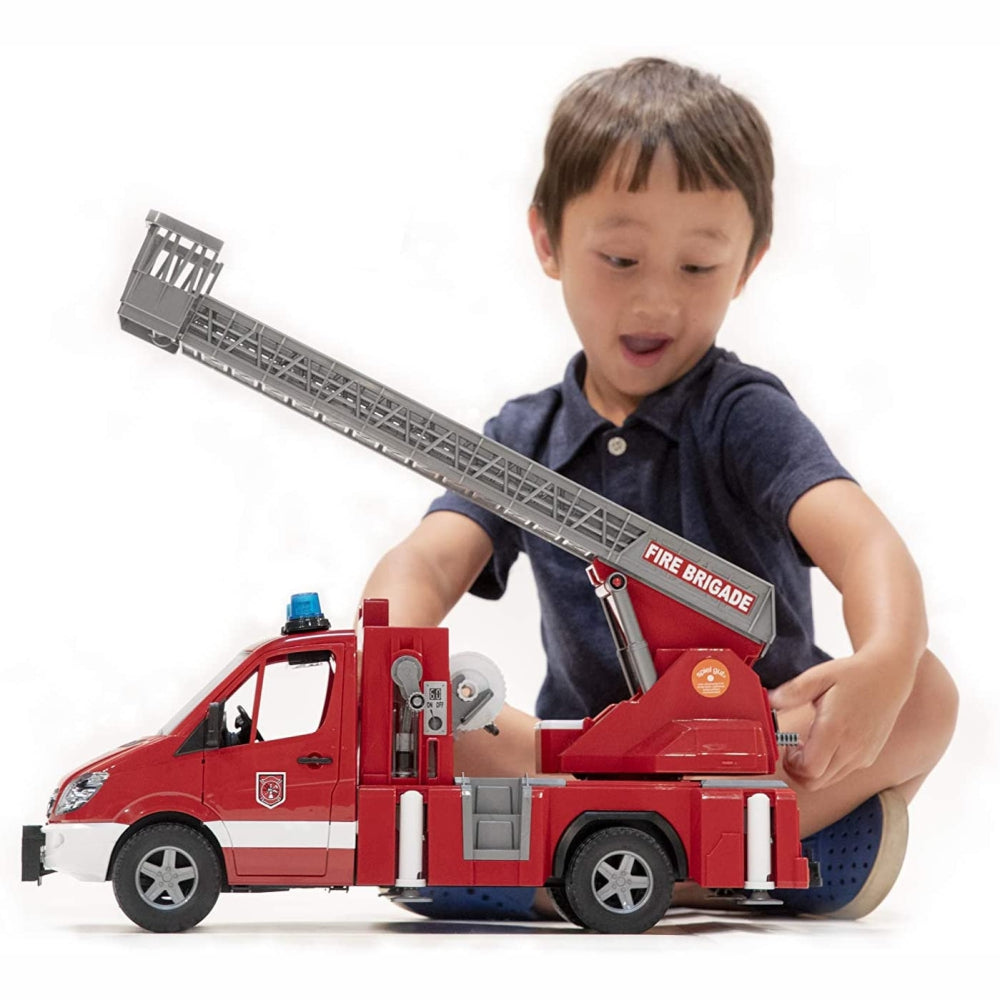 Load image into Gallery viewer, BRUDER MB Sprinter Fire Engine w/Slewing Ladder, Water Pump 1:16