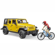 Load image into Gallery viewer, BRUDER Jeep Wrangler Rubicon Unltmd 1 mountain bike+cyclist 1:16