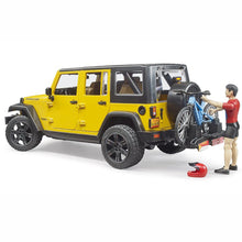 Load image into Gallery viewer, BRUDER Jeep Wrangler Rubicon Unltmd 1 mountain bike+cyclist 1:16