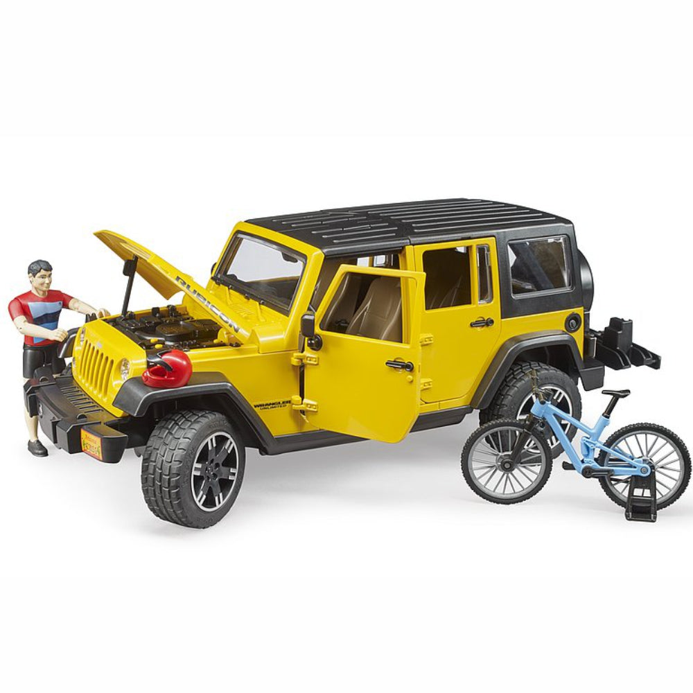 Load image into Gallery viewer, BRUDER Jeep Wrangler Rubicon Unltmd 1 mountain bike+cyclist 1:16