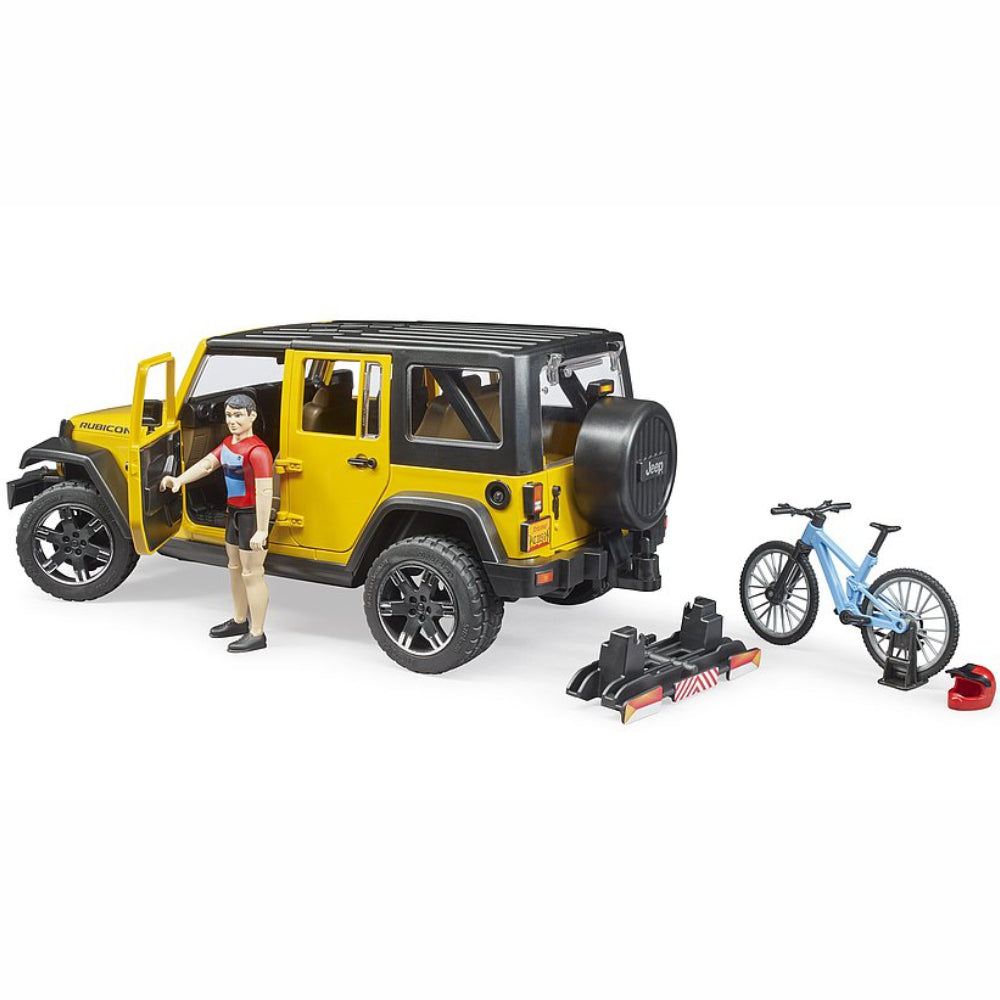 Load image into Gallery viewer, BRUDER Jeep Wrangler Rubicon Unltmd 1 mountain bike+cyclist 1:16