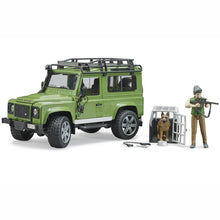 Load image into Gallery viewer, BRUDER Land Rover Defender with forest ranger and dog 1:16