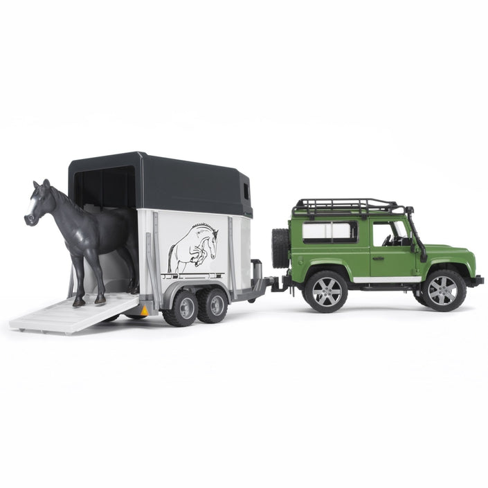 BRUDER Land Rover Defender with Horse Trailer 1:16