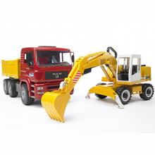 Load image into Gallery viewer, BRUDER MAN TGA Construction Truck w/Liebherr Excavator 1:16