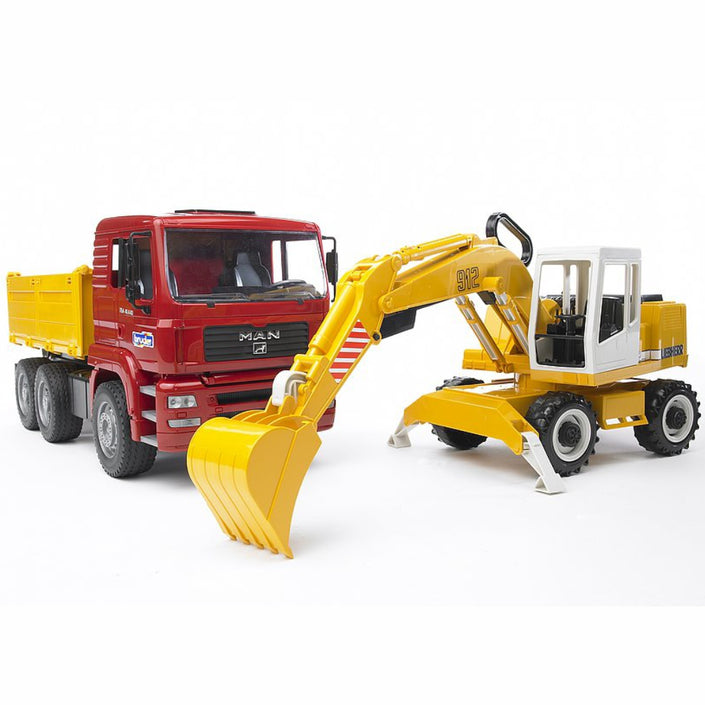 BRUDER MAN TGA Construction Truck w/Liebherr Excavator 1:16