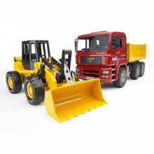 Load image into Gallery viewer, BRUDER MAN TGA Construction Truck w/Articulated Road Loader 1:16