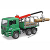 BRUDER MAN TGA Timber Truck w/Loading Crane & 3 Trunks 1:16
