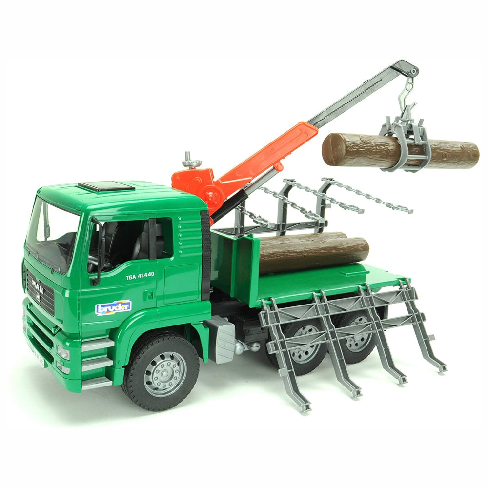 Load image into Gallery viewer, BRUDER MAN TGA Timber Truck w/Loading Crane &amp; 3 Trunks 1:16