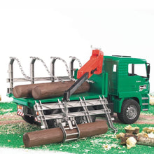 Load image into Gallery viewer, BRUDER MAN TGA Timber Truck w/Loading Crane &amp; 3 Trunks 1:16