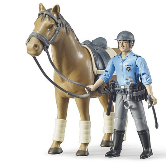 BRUDER Bworld Police Horse with Mounted Policeman