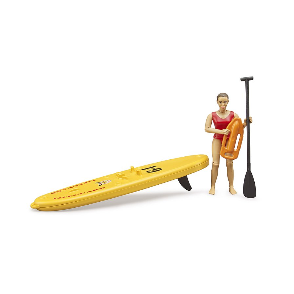 Load image into Gallery viewer, BRUDER Bworld Lifeguard with Stand-up Paddle Board