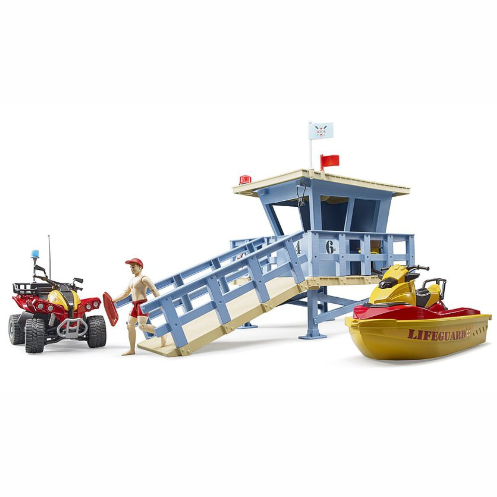 Load image into Gallery viewer, BRUDER Life Guard Station with Quad &amp; Personal Water Craft