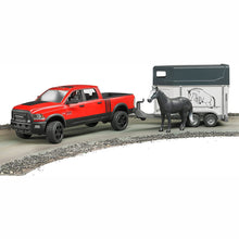 Load image into Gallery viewer, BRUDER RAM 2500 Power Wagon with horse trailer and horse 1:16