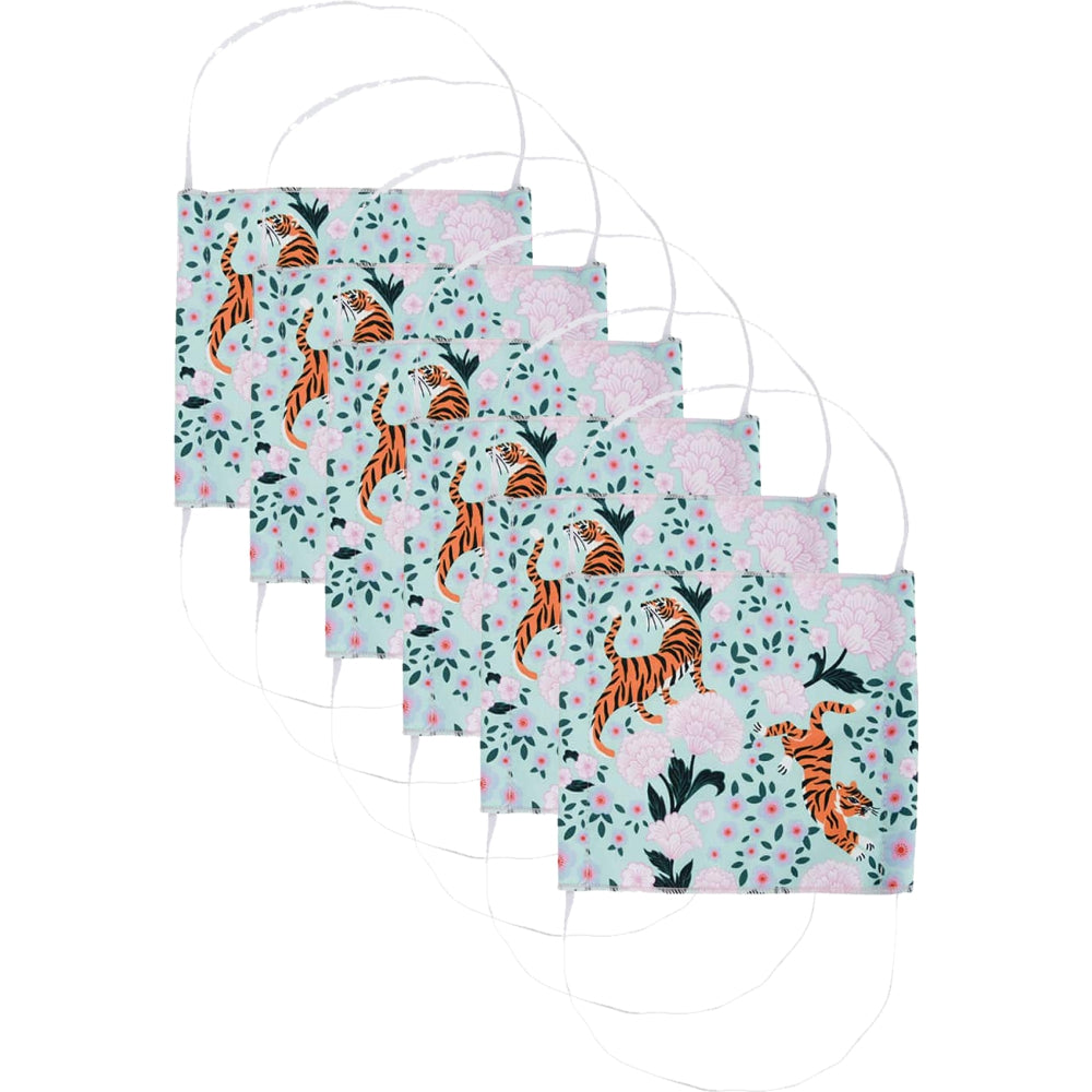 Load image into Gallery viewer, ANNABEL TRENDS Washable Reusable Face Mask - Tiger &amp; Peonies **REDUCED!!**