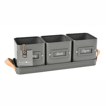 Load image into Gallery viewer, BURGON &amp; BALL Herb Pots with Leather Handled Tray - Charcoal
