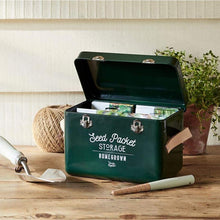 Load image into Gallery viewer, BURGON &amp; BALL Leather Handled Seed Packet Storage Tin - Frog Green