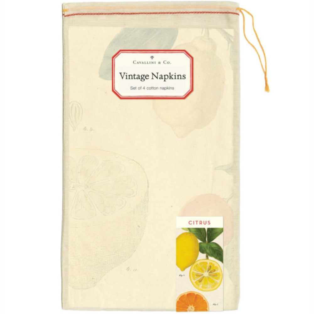 Load image into Gallery viewer, CAVALLINI &amp; Co. 100% Natural Cotton Napkins Set of 4 - Citrus