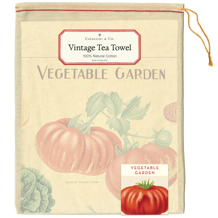 CAVALLINI & Co. 100% Natural Cotton Tea Towel - Vegetable Garden