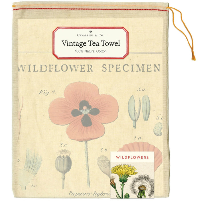 CAVALLINI & Co. 100% Natural Cotton Tea Towel - Wildflowers