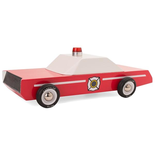 Load image into Gallery viewer, CANDYLAB Fire Chief Wooden Toy Car