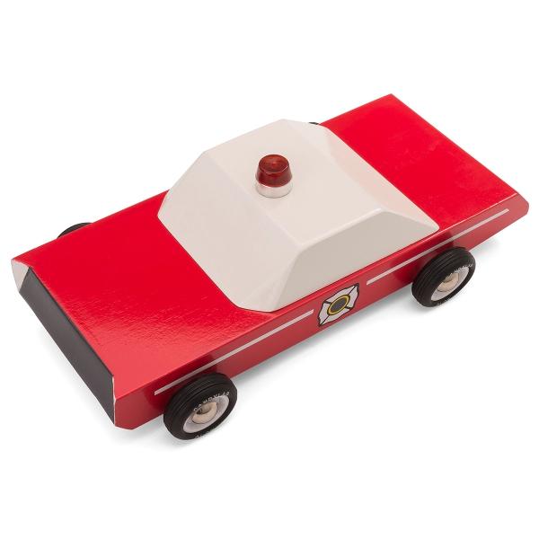 Load image into Gallery viewer, CANDYLAB Fire Chief Wooden Toy Car