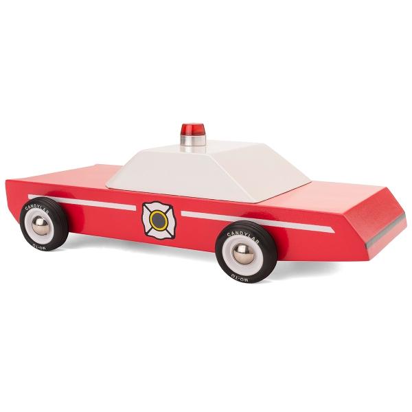 Load image into Gallery viewer, CANDYLAB Fire Chief Wooden Toy Car