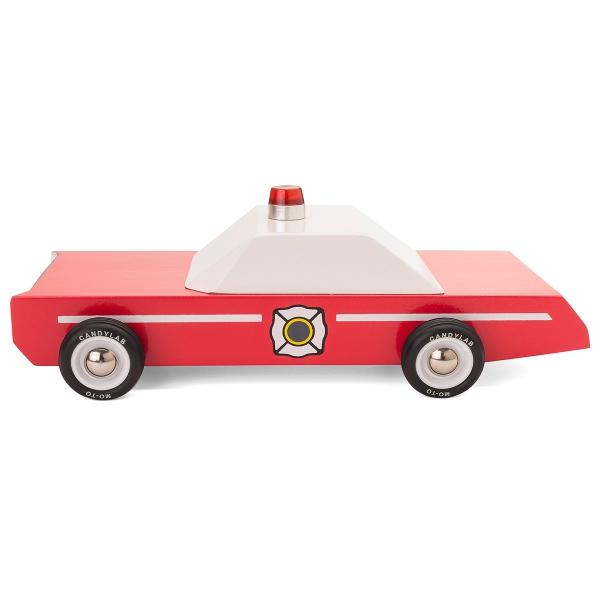 Load image into Gallery viewer, CANDYLAB Fire Chief Wooden Toy Car