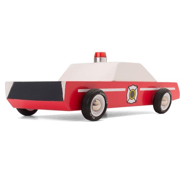 Load image into Gallery viewer, CANDYLAB Fire Chief Wooden Toy Car