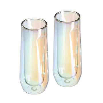 CORKCICLE Double Walled Cup Flute Glass (Pk Of 2) - Prism **Limited Stock**