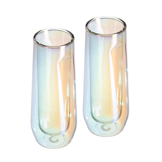 CORKCICLE Double Walled Cup Flute Glass (Pk Of 2) - Prism **Limited Stock**