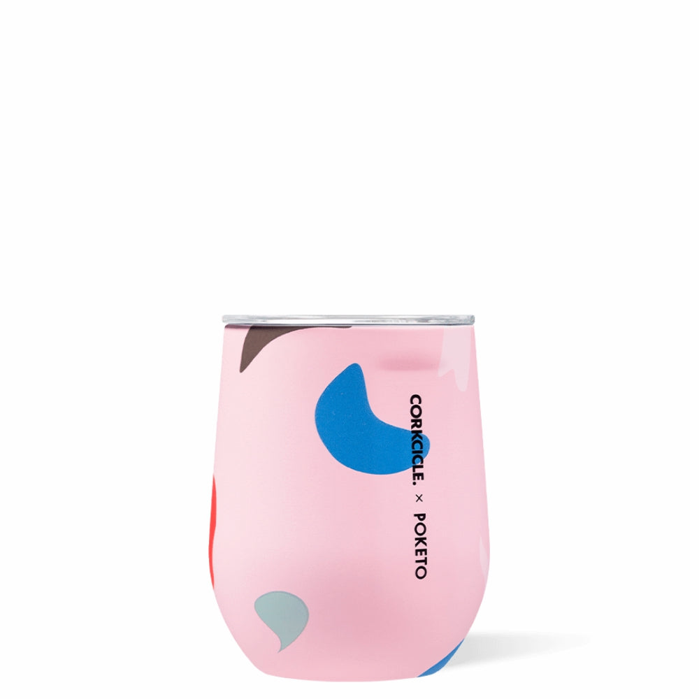 CORKCICLE x POKETO Stainless Steel Insulated Stemless Glass 12oz (355ml)  - Pink Party