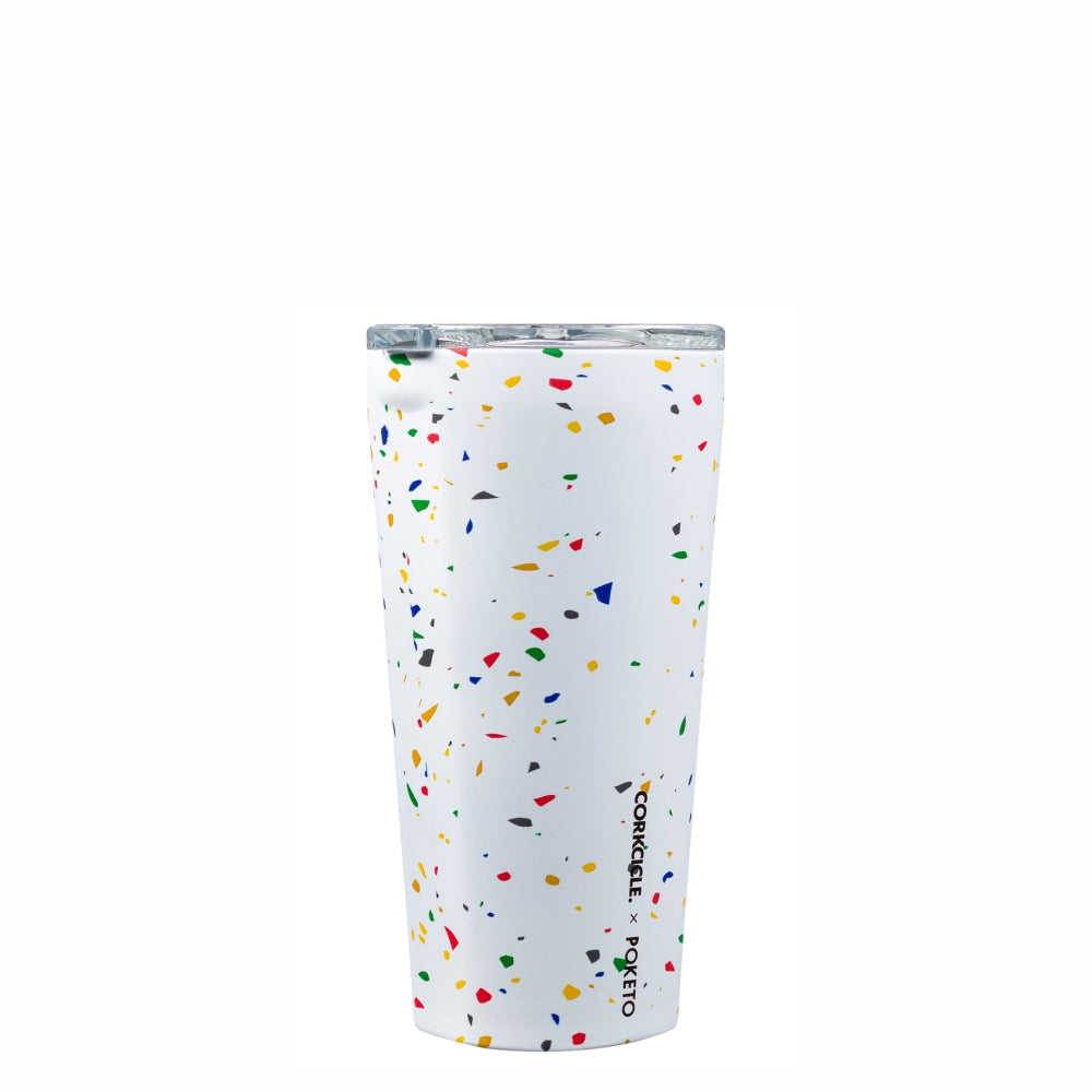 Load image into Gallery viewer, CORKCICLE x POKETO Stainless Steel Insulated Tumbler 16oz (475ml) - White Terrazzo **CLEARANCE**