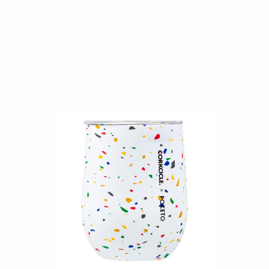 CORKCICLE x POKETO Stainless Steel Insulated Stemless Glass 12oz (355ml) - White Terrazzo **Limited Stock**