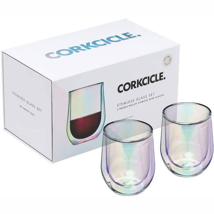 CORKCICLE Stemless 12oz Glass Set (2) - Prism