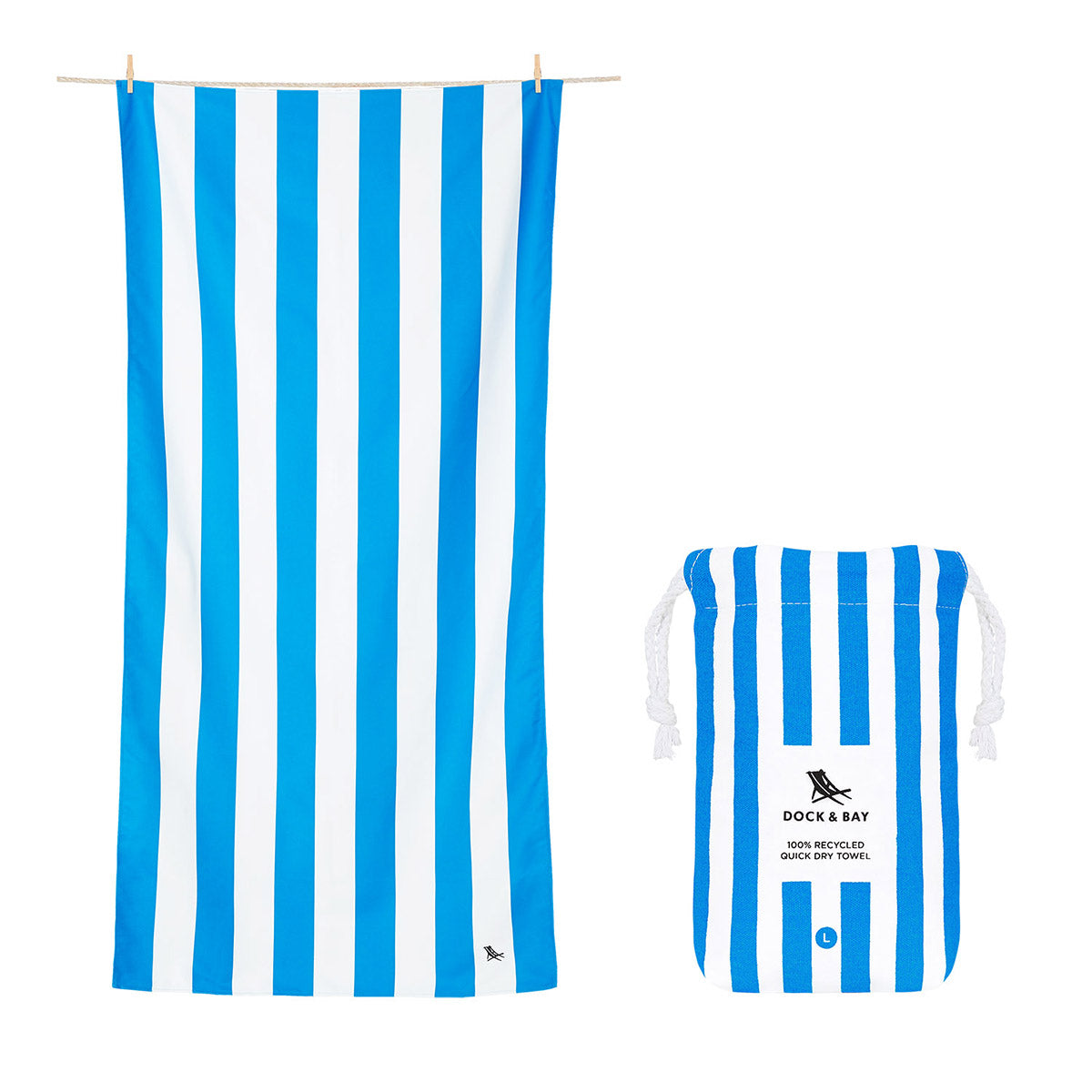 DOCK & BAY Quick-dry Beach Towel 100% Recycled Cabana Collection - Bondi Blue