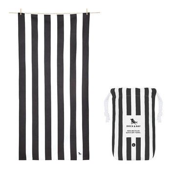 DOCK & BAY Quick-dry Beach Towel 100% Recycled Cabana Collection - Kamari Charcoal