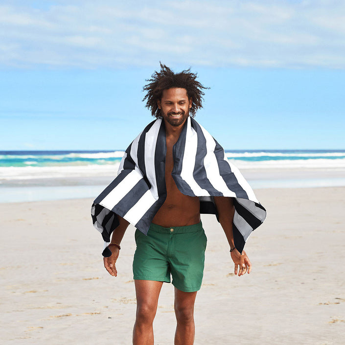 DOCK & BAY Quick-dry Beach Towel 100% Recycled Cabana Collection - Kamari Charcoal