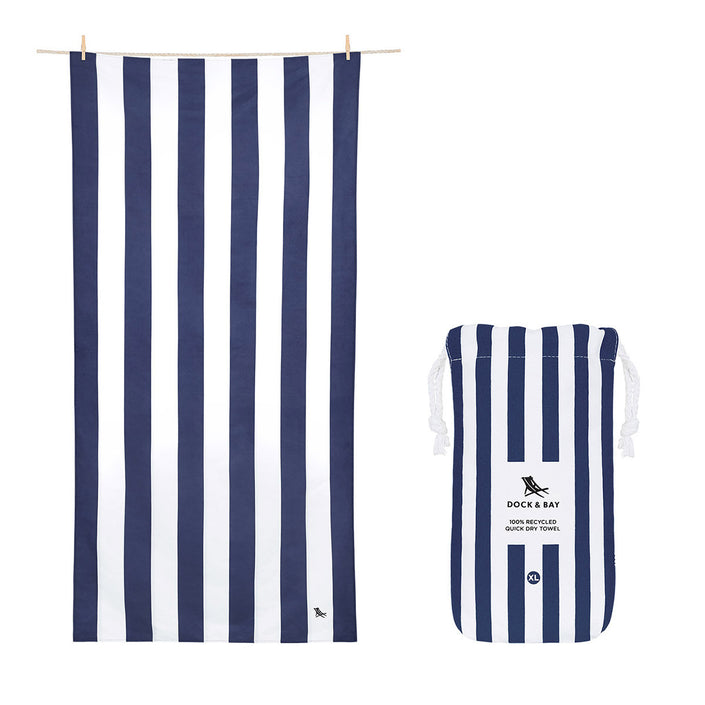 DOCK & BAY Quick-dry Beach Towel 100% Recycled Cabana Collection - Whitsunday Blue