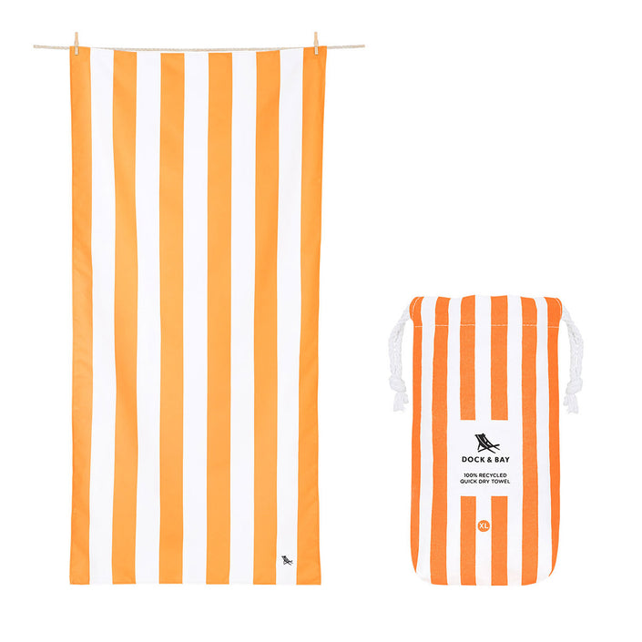 DOCK & BAY Quick-dry Beach Towel 100% Recycled Cabana Collection - Ipanema Orange