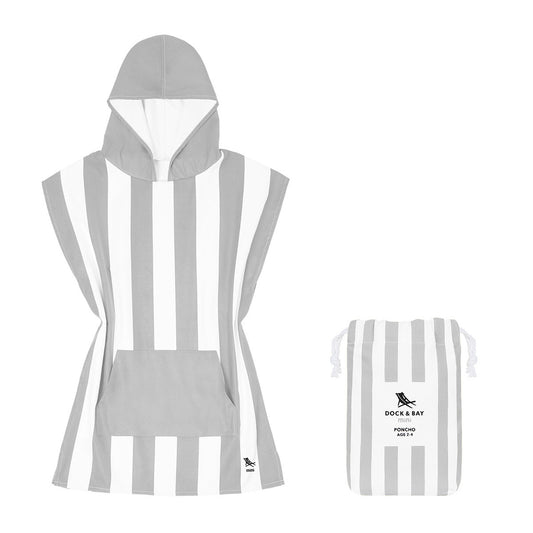 DOCK & BAY Quick-dry Kids Poncho Hooded Towel 100% Recycled Mini Cabana - Goa Grey