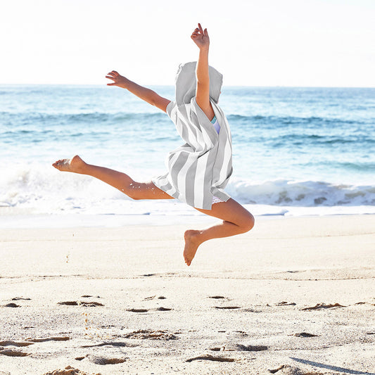 DOCK & BAY Quick-dry Kids Poncho Hooded Towel 100% Recycled Mini Cabana - Goa Grey